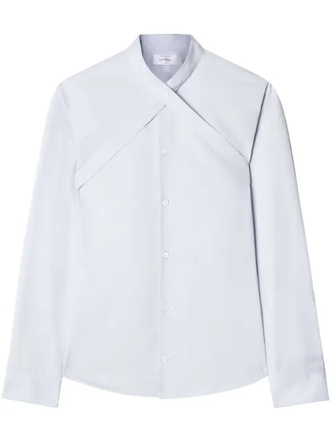 Off-White crossover-strap cotton shirt Blue OMGE026F23FAB0014040