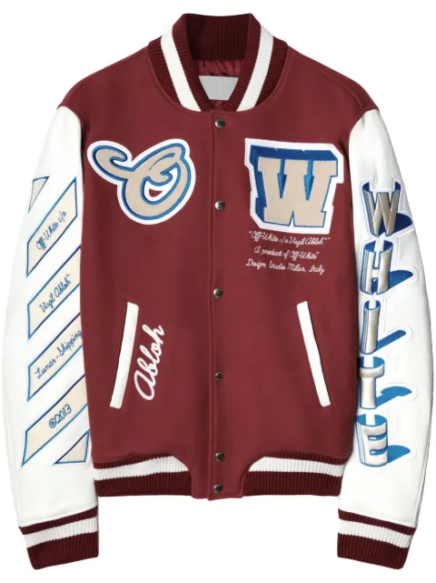 Off-White Lea appliqué varsity jacket Red OMJA122F23LEA0012903