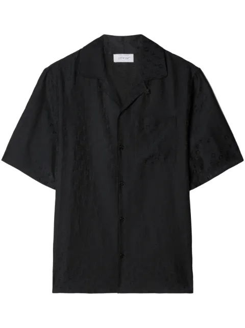 Off-White logo-jacquard camp-collar shirt Black OMGG004F23FAB0011000