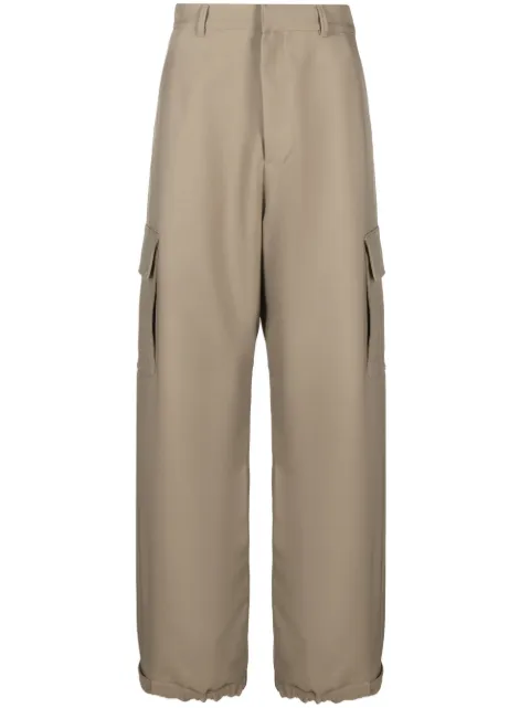 Off-White Ow Emb Drill wide-leg cargo trousers Neutrals OMCF037F23FAB0046161