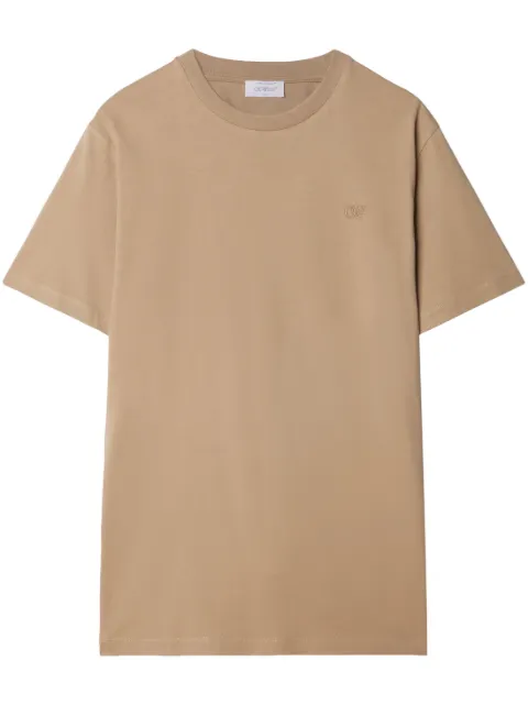 Off-White logo-embroidered short-sleeve T-shirt Neutrals OMAA027F23JER0076161