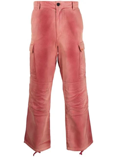 Heron Preston distressed-effect cotton cargo trousers Red HMCF012F23FAB0012500