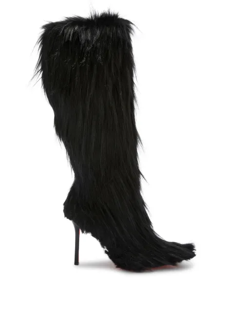 Heron Preston 100mm faux-fur stiletto boots Black HWIE010F23FAB0011000