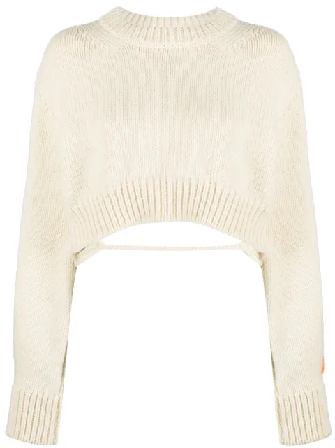 Heron Preston open-back cropped wool jumper White HWHE021F23KNI0010400