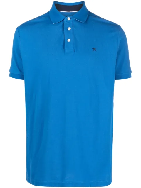 Hackett London logo-embroidered piqué cotton polo shirt Blue HM563134