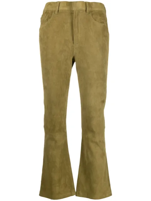 PAULA flared suede trousers Green ZIRCON
