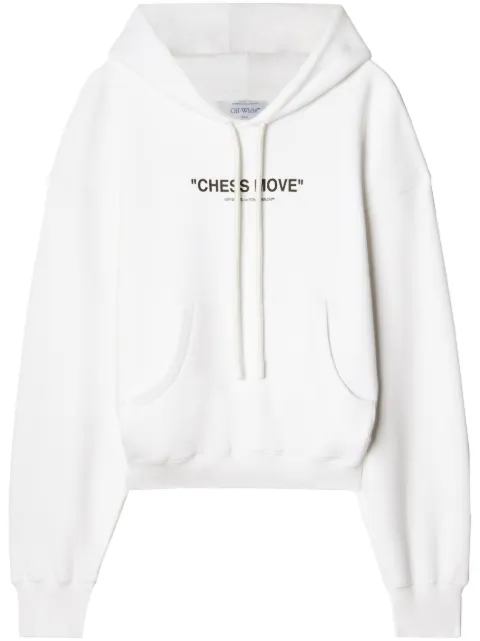 Off-White slogan-print drawstring hoodie White OWBB058F23JER0100110