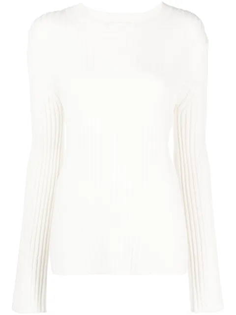 Closed rib-knit long-sleeve top Neutrals C9650792B22