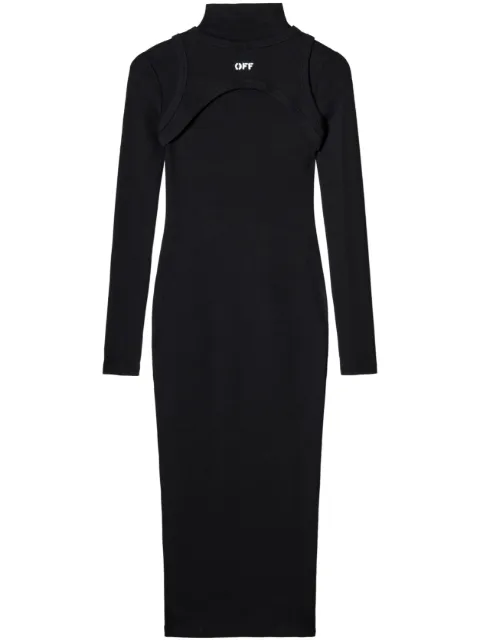 Off-White ribbed turtleneck midi dress Black OWDB495F23JER0011001