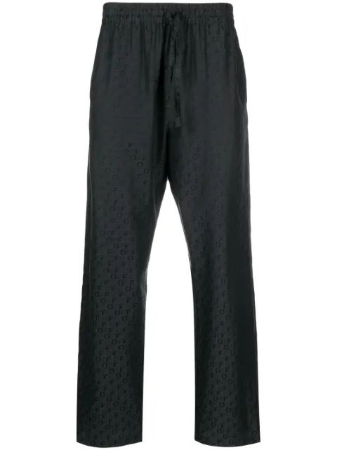 Off-White logo-jacquard silk-blend trousers Black OMCP001F23FAB0011000