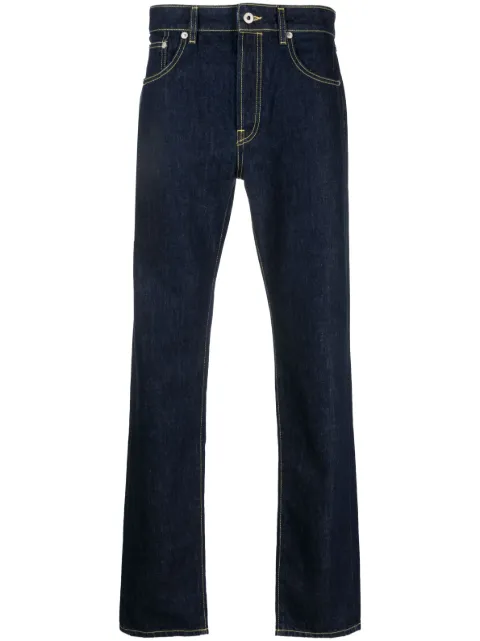 Kenzo logo-patch straight-leg jeans Blue FD65DP1016B1