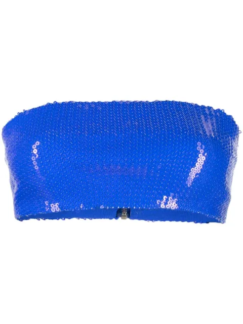 David Koma sequin-embellished strapless crop top Blue SS23DK08BR