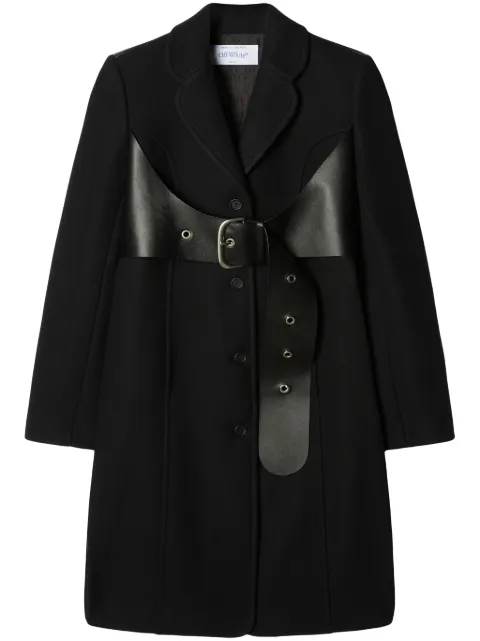 Off-White belted single-breasted coat Black OWER024F23FAB0011000
