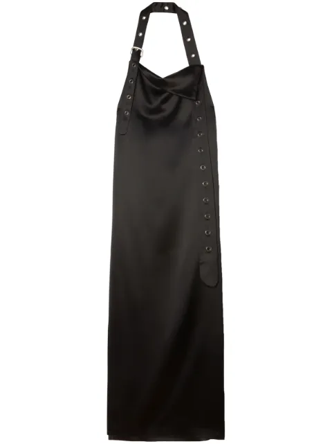 Off-White belt-detail satin maxi dress Black OWDI005F23FAB0021000