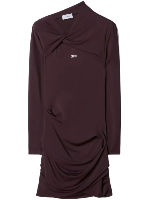 Off-White Off Stamp twist-detail minidress Brown OWDB486F23JER0016001