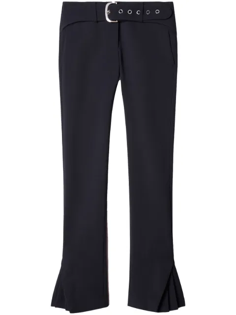 Off-White belted flared virgin-wool trousers Blue OWCO010F23FAB0014700
