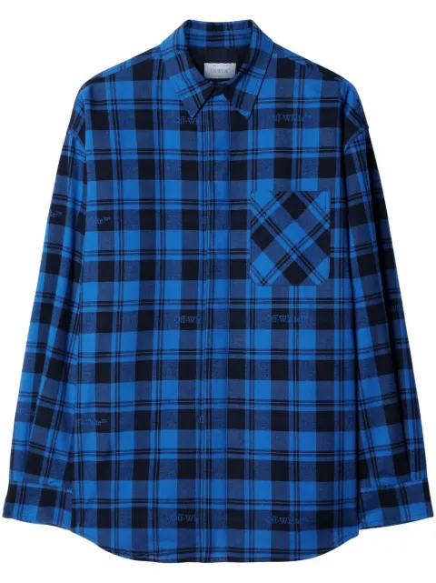 Off-White checked flannel shirt Blue OMES003F23FAB0014800