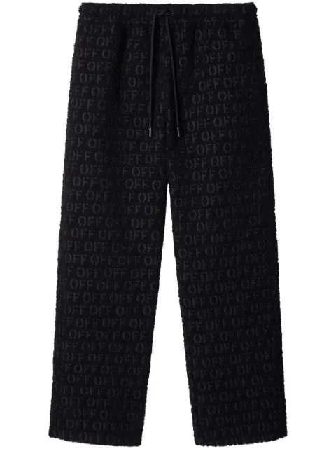 Off-White logo-jacquard bouclé trousers Black OMCP002F23FAB0011000