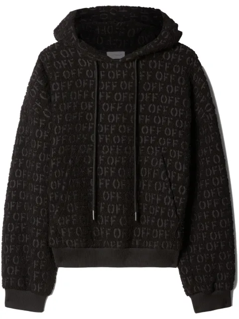 Off-White logo bouclé hoodie Black OMBB118F23FAB0011000