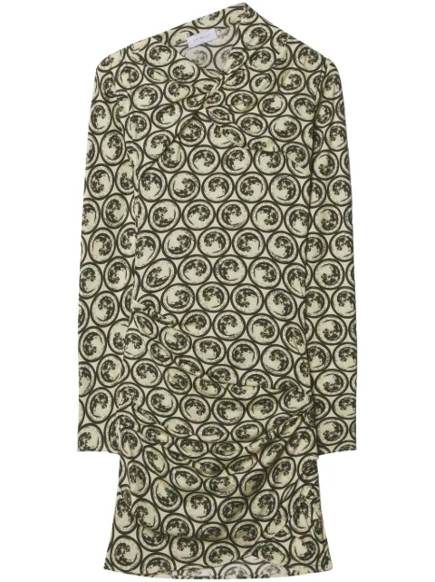 Off-White Moon-print gathered asymmetric dress Neutrals OWDB486F23JER0020410