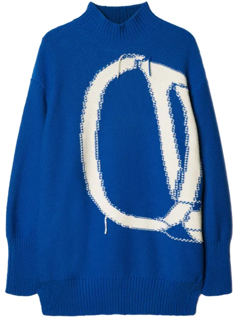 Off-White logo-intarsia wool jumper Blue OWHF044F23KNI0024504