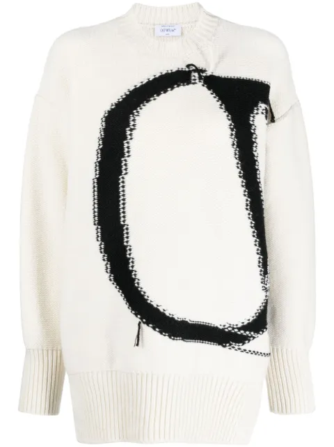 Off-White Ow Maxi logo-intarsia jumper White OWHE102F23KNI0020410