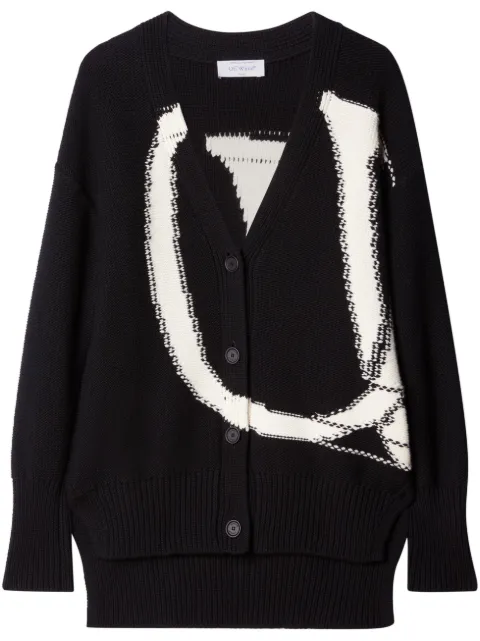 Off-White logo-intarsia wool cardigan Black OWHB043F23KNI0011004