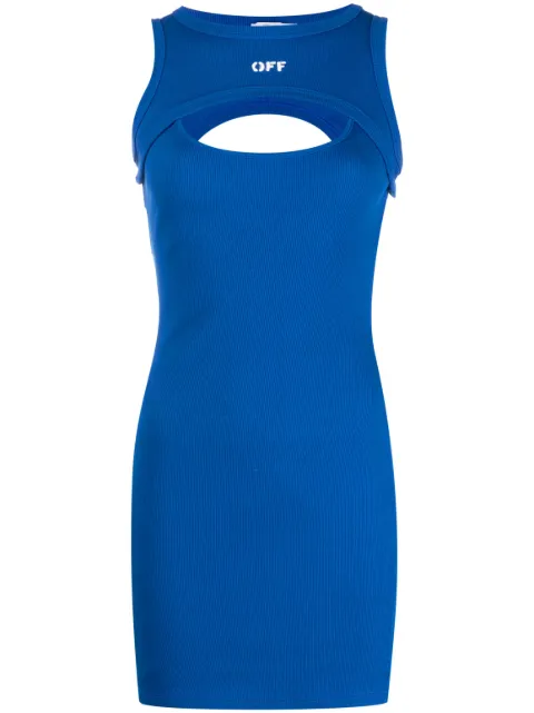Off-White Off Stamp ribbed minidress Blue OWDB496F23JER0014501