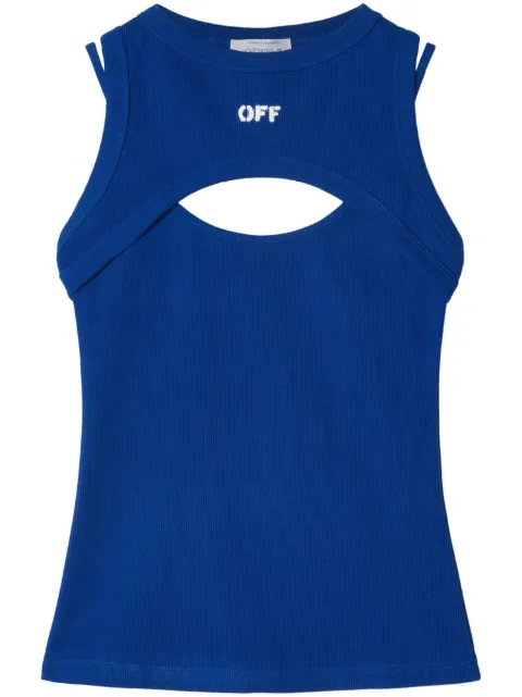 Off-White logo-print sleeveless top Blue OWAD237F23JER0014501