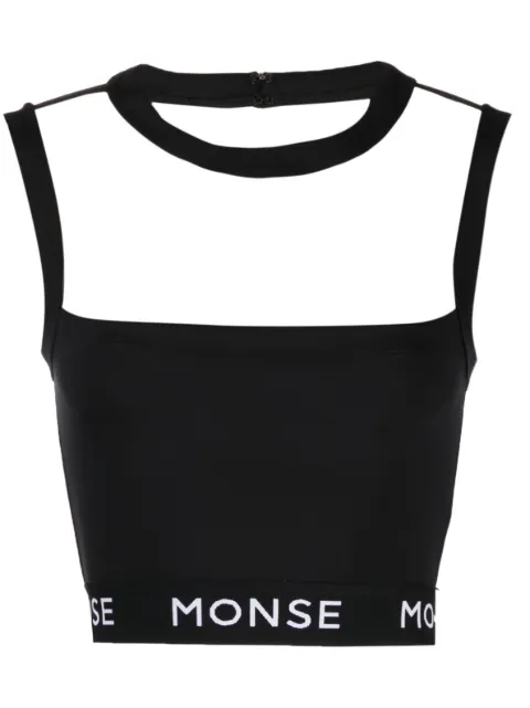 Monse logo-print panelled crop top Black MS230402SCJ