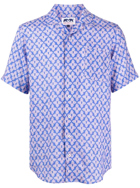 LOVE BRAND & Co. graphic-print linen shirt Blue 81612980