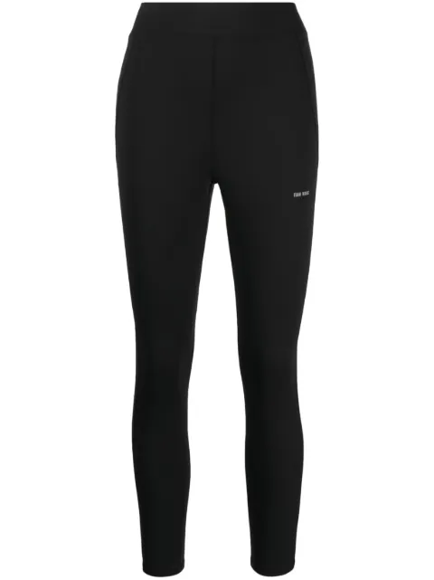 TEAM WANG design logo-print panelled leggings Black TWSS23B014