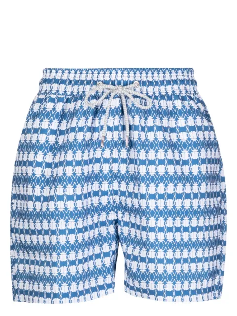 LOVE BRAND & Co. graphic-print drawstring swim shorts Blue 81600987