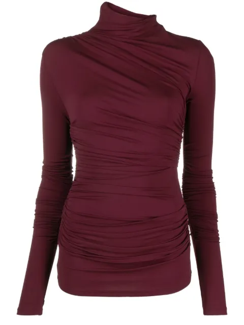 TOVE Leomie asymmetric ruched top Red TVE006DCT