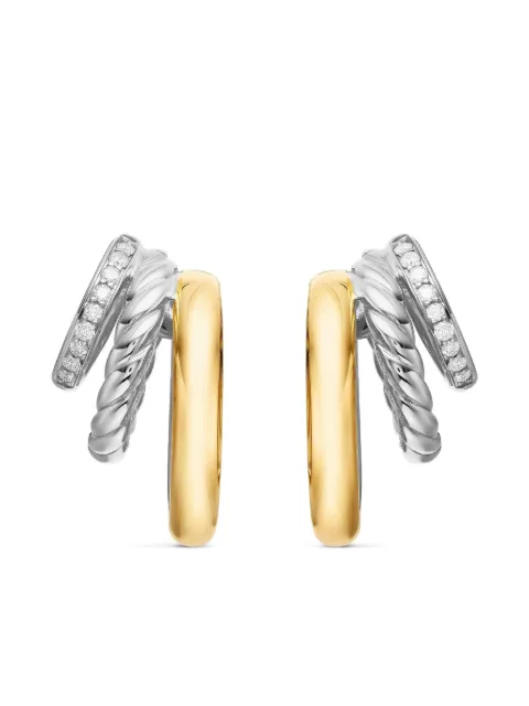 David Yurman 18kt yellow gold and sterling silver DY Mercer Multi diamond hoop earrings (21mm) Silver E17924DS8ADI