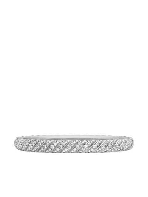 David Yurman 18kt white gold Sculpted Cable bangle diamond bracelet (6.2mm) Silver B18186D8WADI