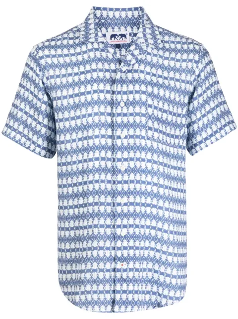 LOVE BRAND & Co. graphic-print linen shirt Blue 81612987