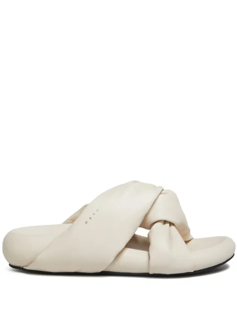 Marni Bubble twist-detail leather sandals White SAMS018703P5443