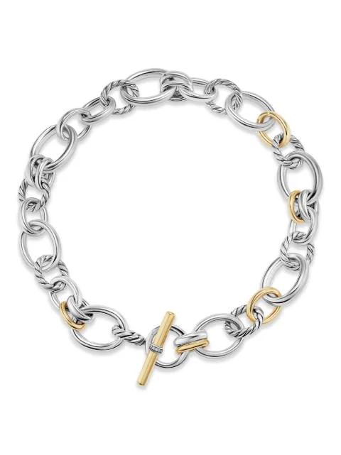 David Yurman 18kt yellow gold DY Mercer diamond chain necklace (25mm) Silver N17897DS8ADI19