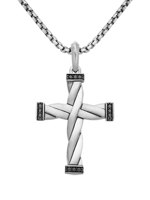 David Yurman sterling silver DY Helios diamond cross pendant (48mm) Silver D35052MSSABD