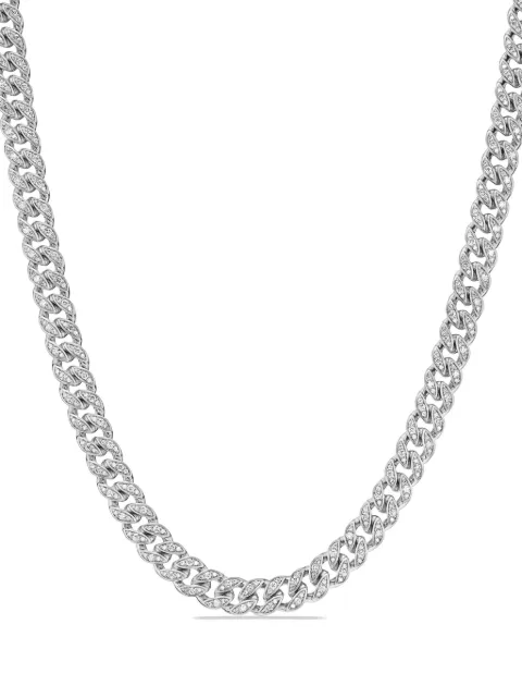 David Yurman sterling silver curb chain diamond necklace Silver N17937DSSADI175