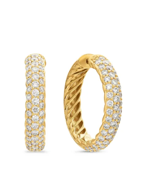 David Yurman 18kt yellow gold DY Mercer diamond hoop earrings (25.4mm) Gold E17971D88ADI