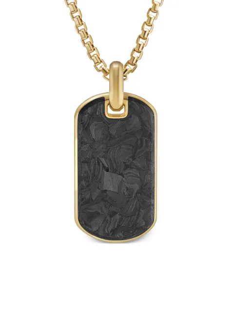 David Yurman 18kt yellow gold forged carbon tag (42mm) Grey D35033M88BFG
