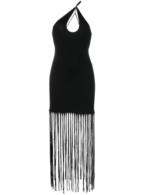 ROTATE BIRGER CHRISTENSEN fringe-detailing cut-out dress Black 700173100