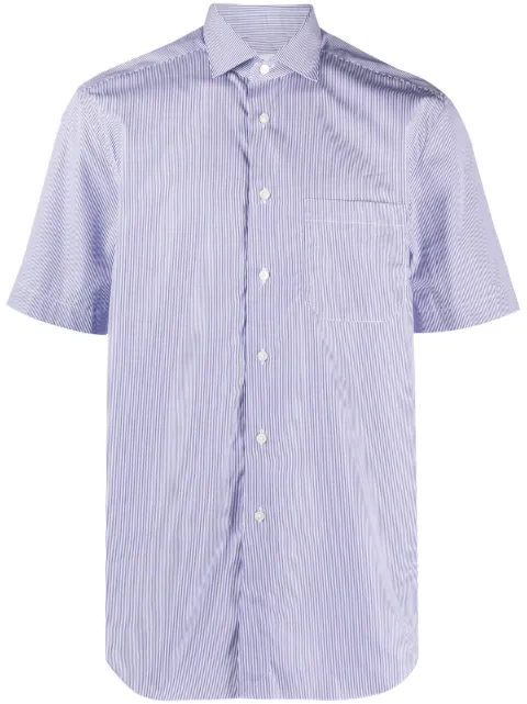Xacus striped short-sleeve cotton shirt Blue 11232003