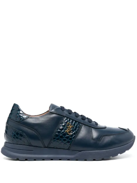 Billionaire crocodile-effect logo-plaque leather sneakers Blue OACSMSC3849BLE029N