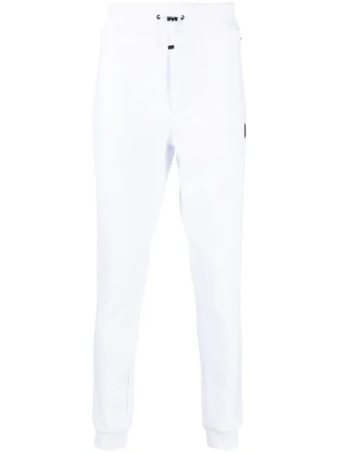 Plein Sport logo-plaque cotton track pants White AACCMJT2103SJO001N