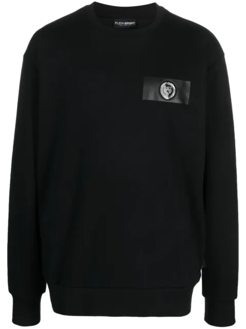 Plein Sport logo-patch cotton sweatshirt Black AACCMJO1103STE003N