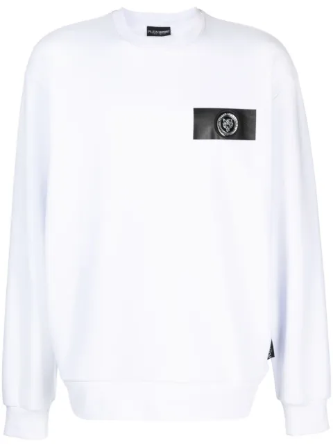 Plein Sport logo-patch cotton sweatshirt White AACCMJO1103STE003N
