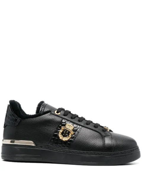 Billionaire logo-plaque low-top leather sneakers Black OACSMSC3880BLE094N
